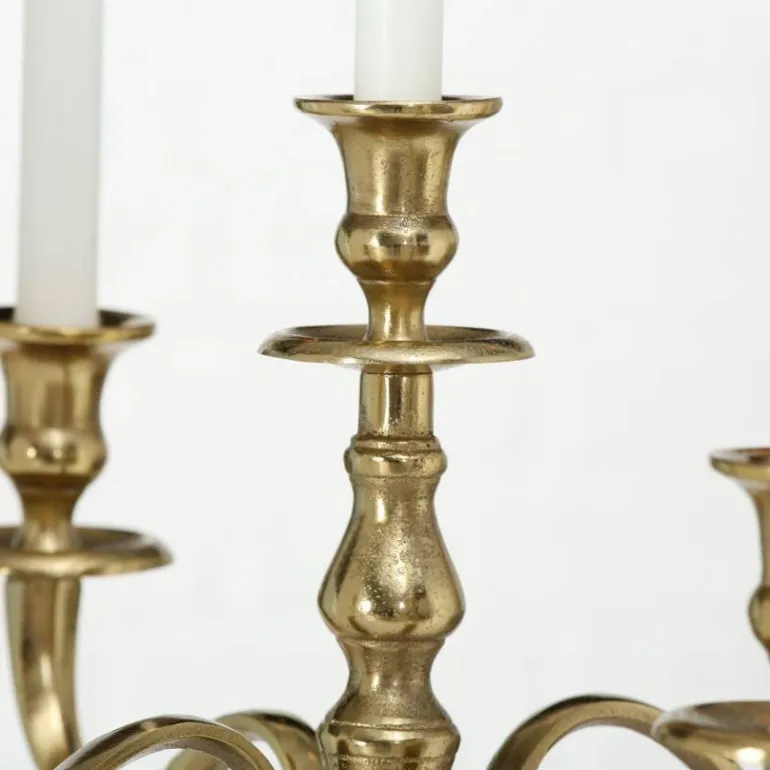 5 armet lysestage / kandelaber i guld aluminium - H.78xØ.45cm