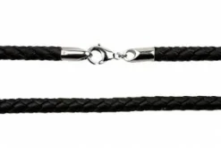 3 mm Flettet Læderhalskæde / 40cm