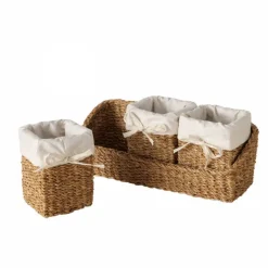 3 små søgræskurve med stof og holder