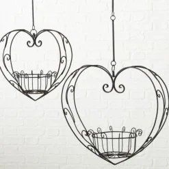 2 stk store hjerte potteholdere i jern / til loft