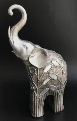Abstrakt Elefant skulptur i sølv med spejlstykker - 2 modeller