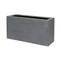 Aflang grå plantekumme / plantekasse i fiberstone / 100cm