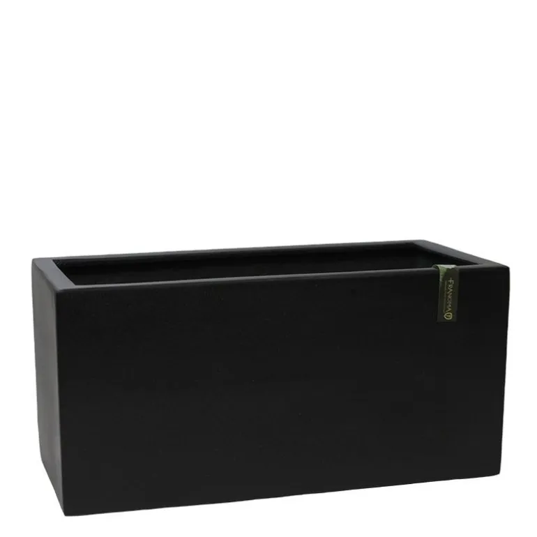 Aflang lav mat sort plantekasse med let Terrazzo look / 5 års garanti