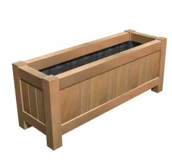 Aflang plantekasse i træ med ben / hardwood