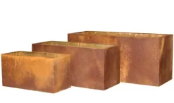 Aflang plantekumme - blomsterkumme i stål / rust