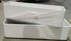 Aflang Smal hvid Plantekrukke med struktur - 80cm