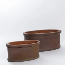 Aflange ovale ironstone krukker i stentøj - 47cm + 65cm / Sæt