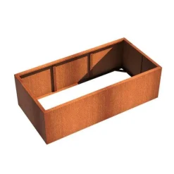 Aflange rektangulære højbede i Cortenstål - L.200cm / 300cm - B.100cm - UDEN BUND