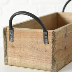 Aflange trækasser med metalhåndtag og print - Sæt 2stk