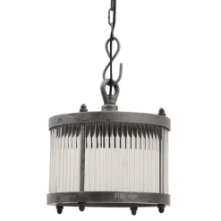 Alu industri vintage hængelampe med glas stænger