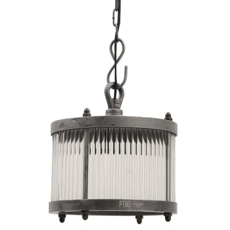 Alu industri vintage hængelampe med glas stænger