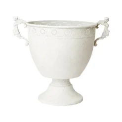 Antik Hvid / Antik sølv pokal krukke/potteskjuler med ører - H.39cm