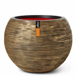 Ball Rib Gold - rund indendørs vandtæt krukke med ribber Ø.40 - Livstidsgaranti