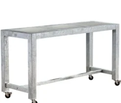 Barbord i galvaniseret jern med betonfliser og hjul