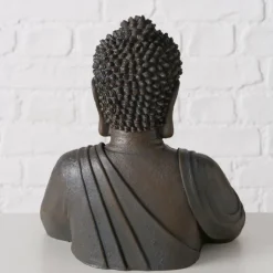 Buddha figur i brun antik - 25cm i halv statur