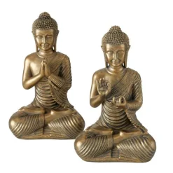 Buddha figurer i guld resin - 20cm / Sæt