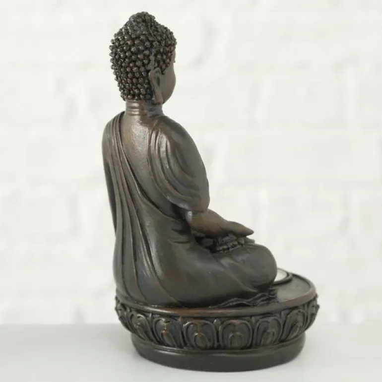 Buddha lysestager brun antik / SÆT