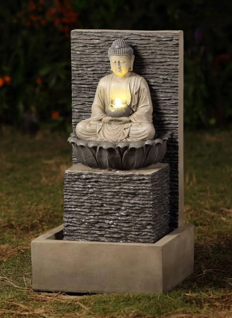 Buddha vandbrønd med LED lys