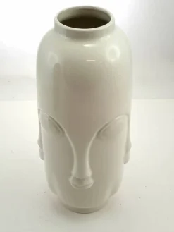 Chawan vaser i keramik med ansigt - Sort/Hvid