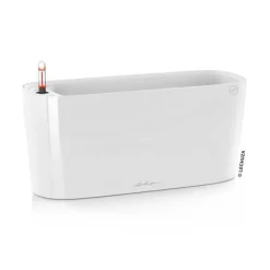 40cm aflang plantekrukke med selvvanding til vinduer - Hvid + Antrazit