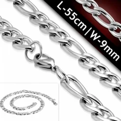 55cm figaro stålhalskæde til mænd 9mm