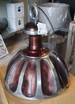 Ø.47cm hængelampe i rå aluminium med kraftig kæde / Factory Design