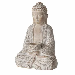 30cm sand antique Buddha figur med lysholder
