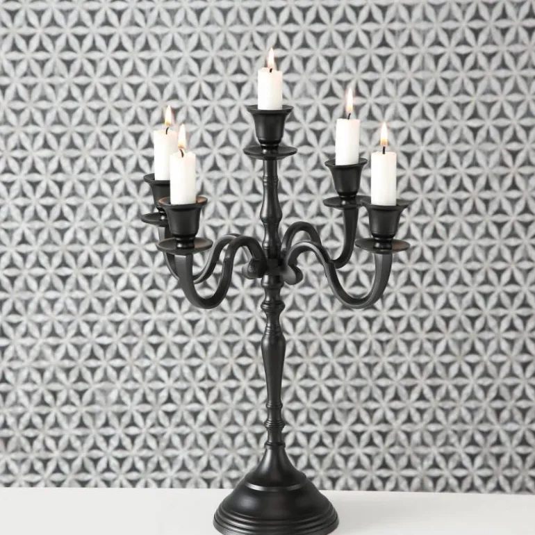 40cm sort 5 armet lysestage - kandelaber i aluminium