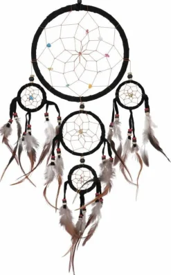 Ø.27cm sort Drømmefanger med fjer