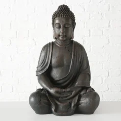 70cm stor Buddha figur i brun antik