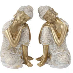 Dilara Buddha figurer gold/sand - SÆT