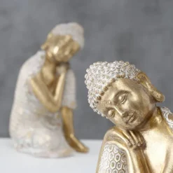 Dilara Buddha figurer gold/sand - SÆT