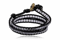 Dobbelt wrap læderarmbånd med perler - 4 farver