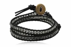 Dobbelt wrap læderarmbånd med perler - 4 farver