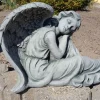 Engel til haven - Stor have engel i patineret beton / Afhentning