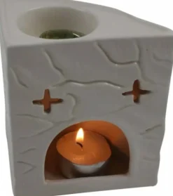 Enkelt Budddha aromalampe - sort/hvid