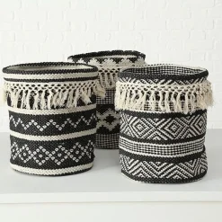 Etniske kurve / skjulere i bomuld - sort/hvid - sæt