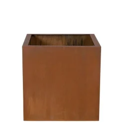 Firkantede kubiske rust krukker i cortenstål / 4 str