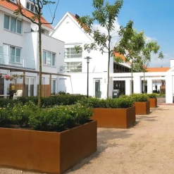 Firkantede Kvadratiske Højbede / Krukker i Cortenstål - 100 + 120 + 140cm - UDEN BUND