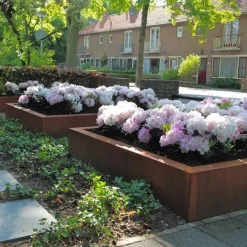 Firkantede Kvadratiske Højbede / Krukker i Cortenstål - 100 + 120 + 140cm - UDEN BUND