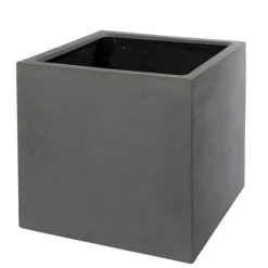 Firkantet indendørs kubisk sort eller grå krukke i fiberstone
