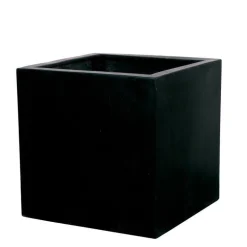 Firkantet indendørs kubisk sort eller grå krukke i fiberstone