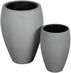 Flotte grå krukker i fiberstone med indsats