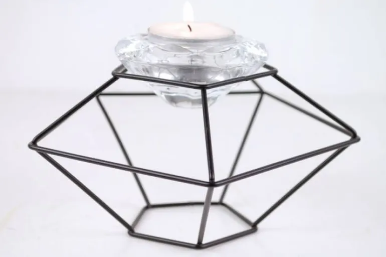 Fyrfadsstage Cubic metal/glas