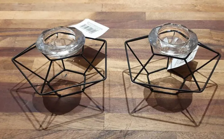 Fyrfadsstage Cubic metal/glas