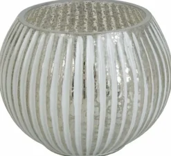 Fyrfadsstage i fattigmandssølv med strib - Ø.13cm