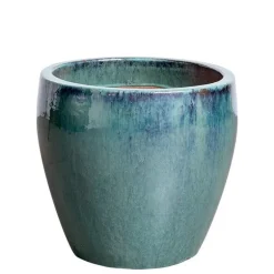 Glaseret udendørs krukke i grøn jade - Ø.35xH.30 / Ø.45xH.40 / Ø.56xH.50