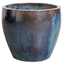 Glaseret udendørs krukke i grøn jade - Ø.35xH.30 / Ø.45xH.40 / Ø.56xH.50