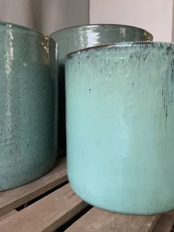 Green Jade - Glaseret cylinder krukke - Ø.40+Ø.50+Ø.60