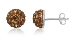 Halvkugle ørestikker i sølv med krystal / 4 farver